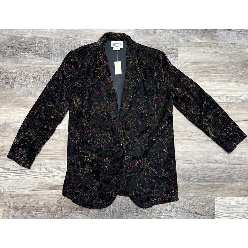 Vtg Velour Whimsical Blazer Floral Size S Made‎ in USA Deadstock NOS NWT Mervyns